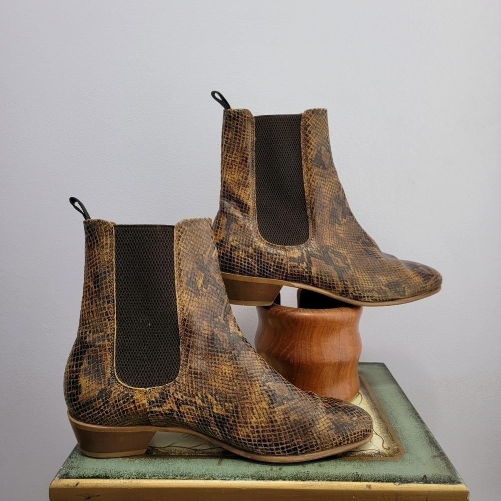Hudson London Beryl Reptile Print Leather Boots Size 7 - Picture 4 of 6